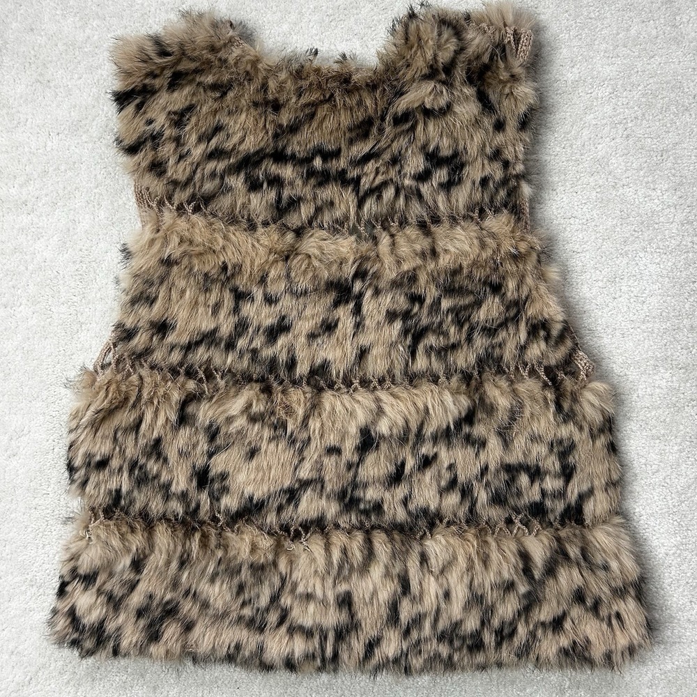 BCBGMAXAZRIA Womens Medium Rabbit Fur Vest Crochet Knit Jacket Sleeveless - Picture 2 of 6